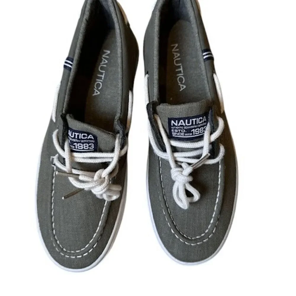Nautica Spinnaker Boat Shoe Washed Burlap‎ Malad Dusty Olive Green 8